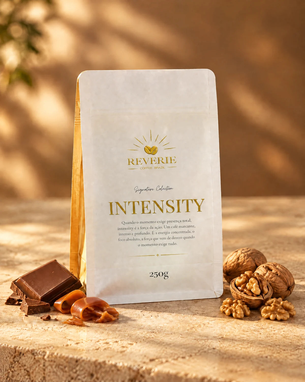 Embalagem Signature Collection Intensity 250 g com notas de chocolate, caramelo e castanha
